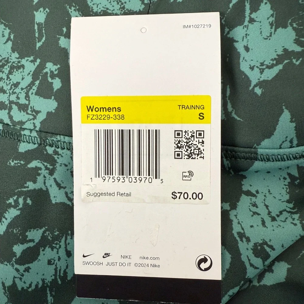 Nike One High-Waisted 7/8 Printed Leggings‎ Women's S Green FZ3229-338 NWT